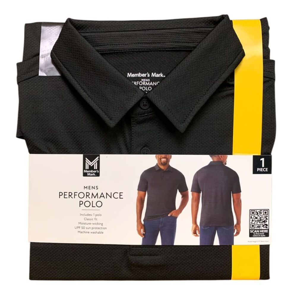 Member's Mark Men's Performance Polo, Classic Fit, Moisture-Wicking - Black